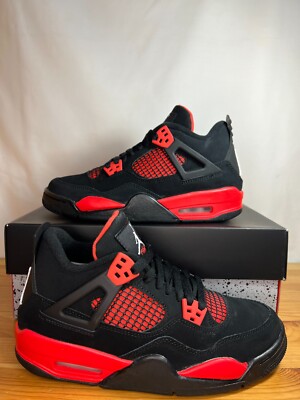 Nike Air Jordan 4 Retro Red Thunder (GS) 408452-016 Size 6Y Brand