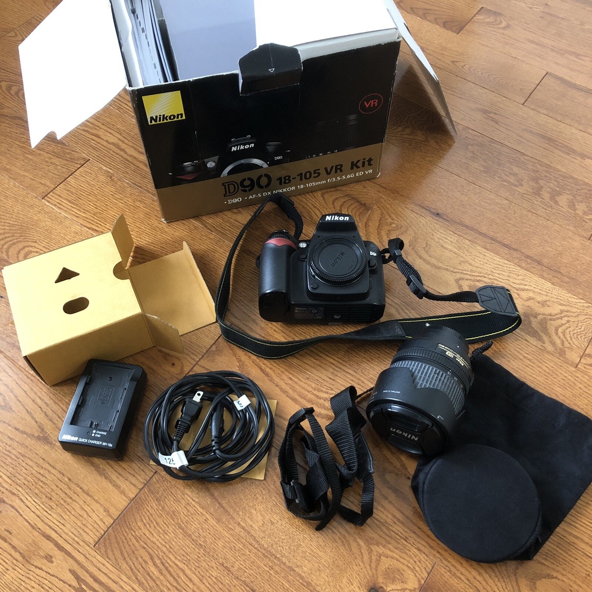 Nikon D90 Kit 18-105mm f/3.5-5.6G ED VR Lens Original Box | eBay