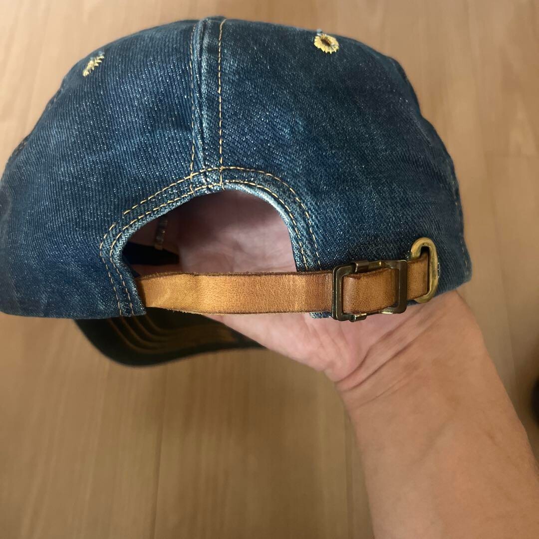 Vintage Levis Hat Denim 70s Leather Patch Cap Adjustable Orange | eBay