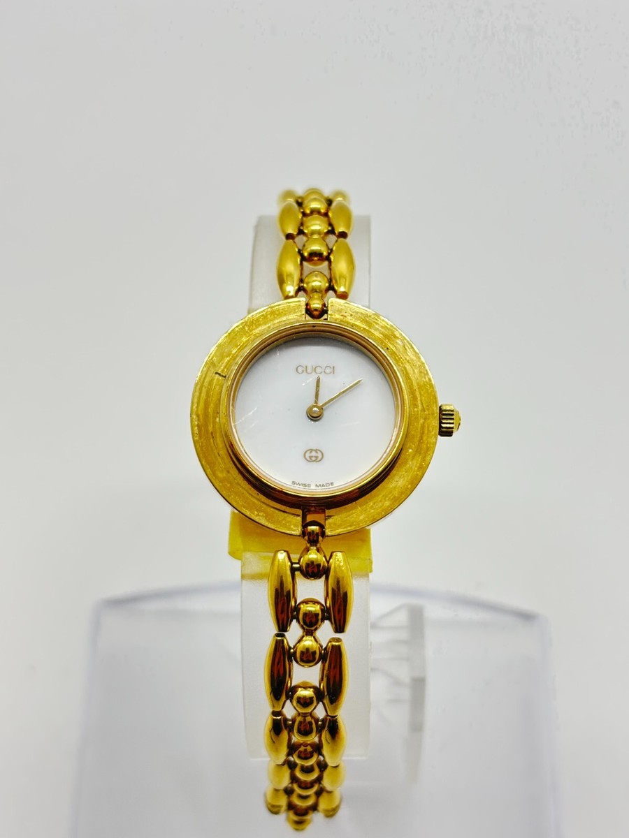 Read] GUCCI 11/12 Change Bezel Watch White Dial metal Used Working