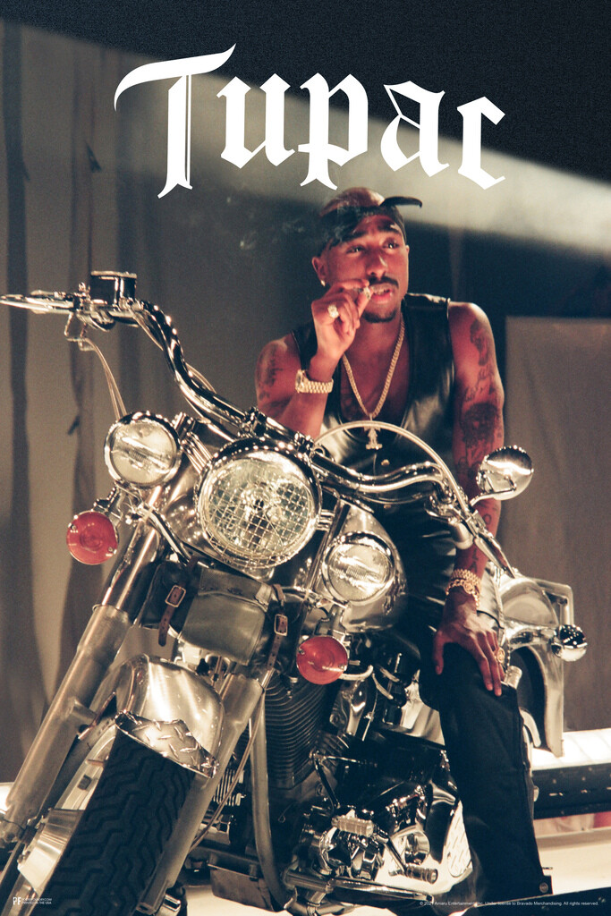Tupac Shakur 2Pac Motorcycle 90s Rap Music Photo Print Poster