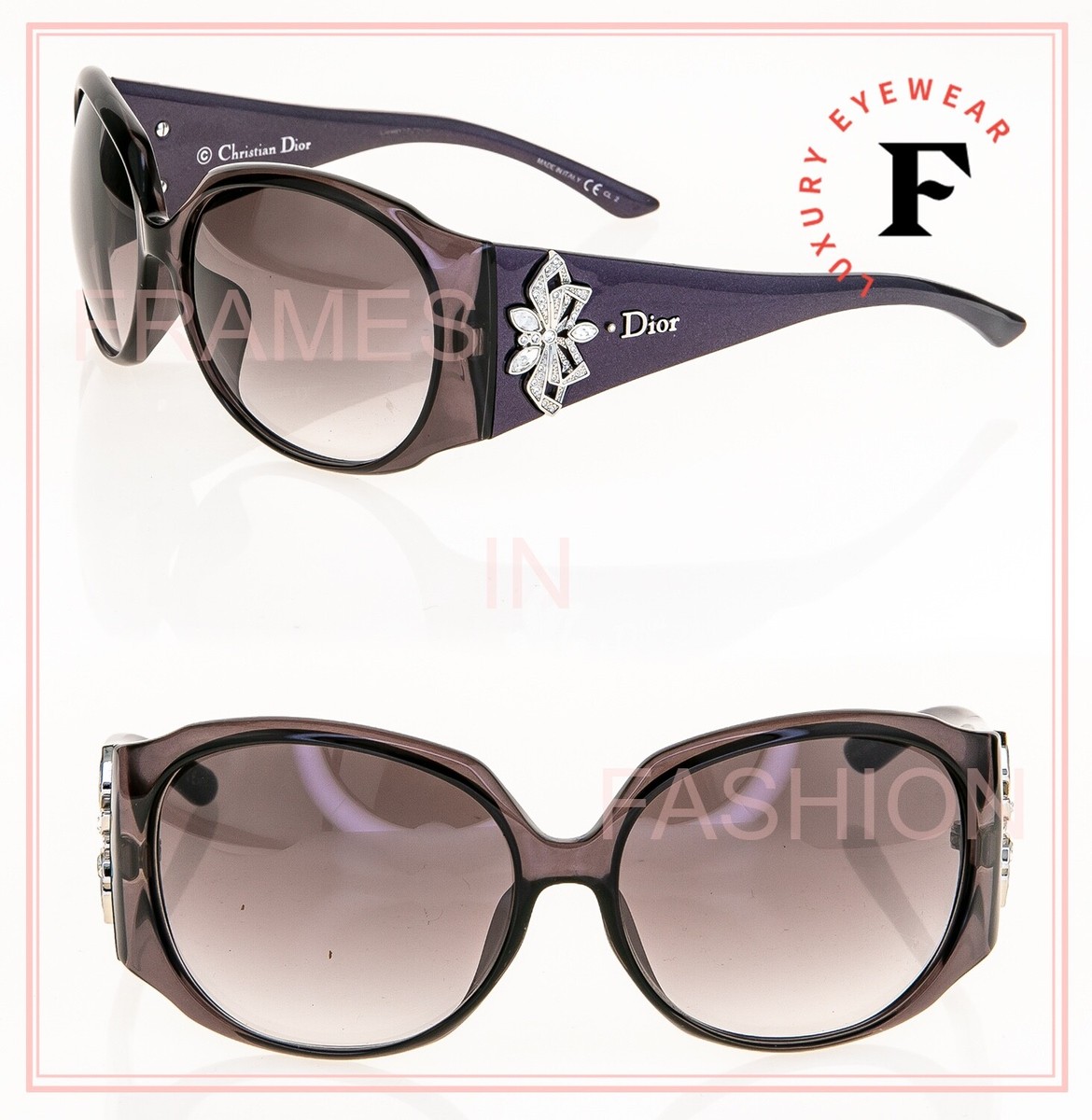CHRISTIAN DIOR FROUFROU Pearl Purple Oval Flower Bow Crystal