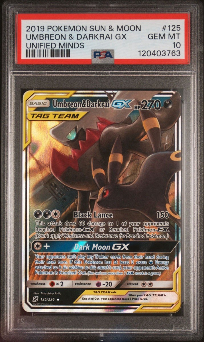 Umbreon & Darkrai GX 125/236 Tag Team - Unified Minds - PSA 10 GEM