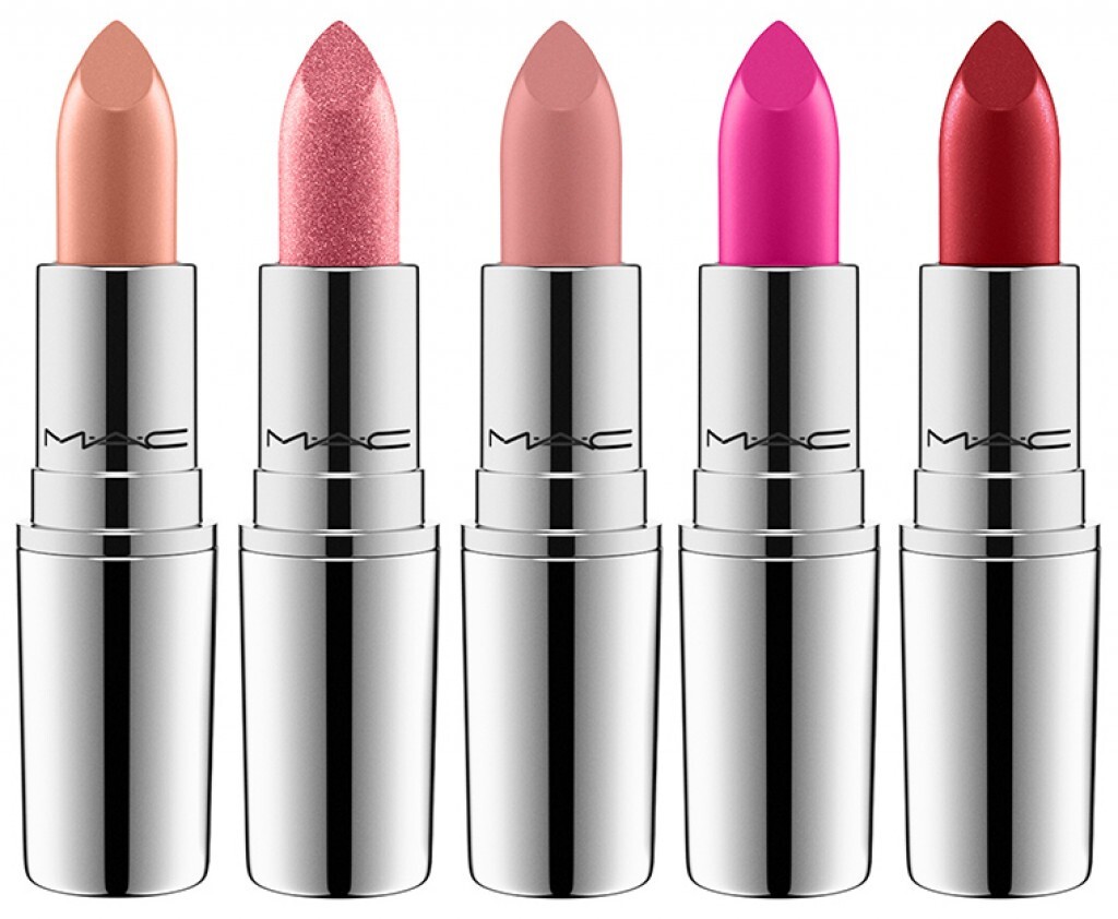 MAC Shiny Pretty Things Lipstick At Leisure, Babetown, Both Cheeks