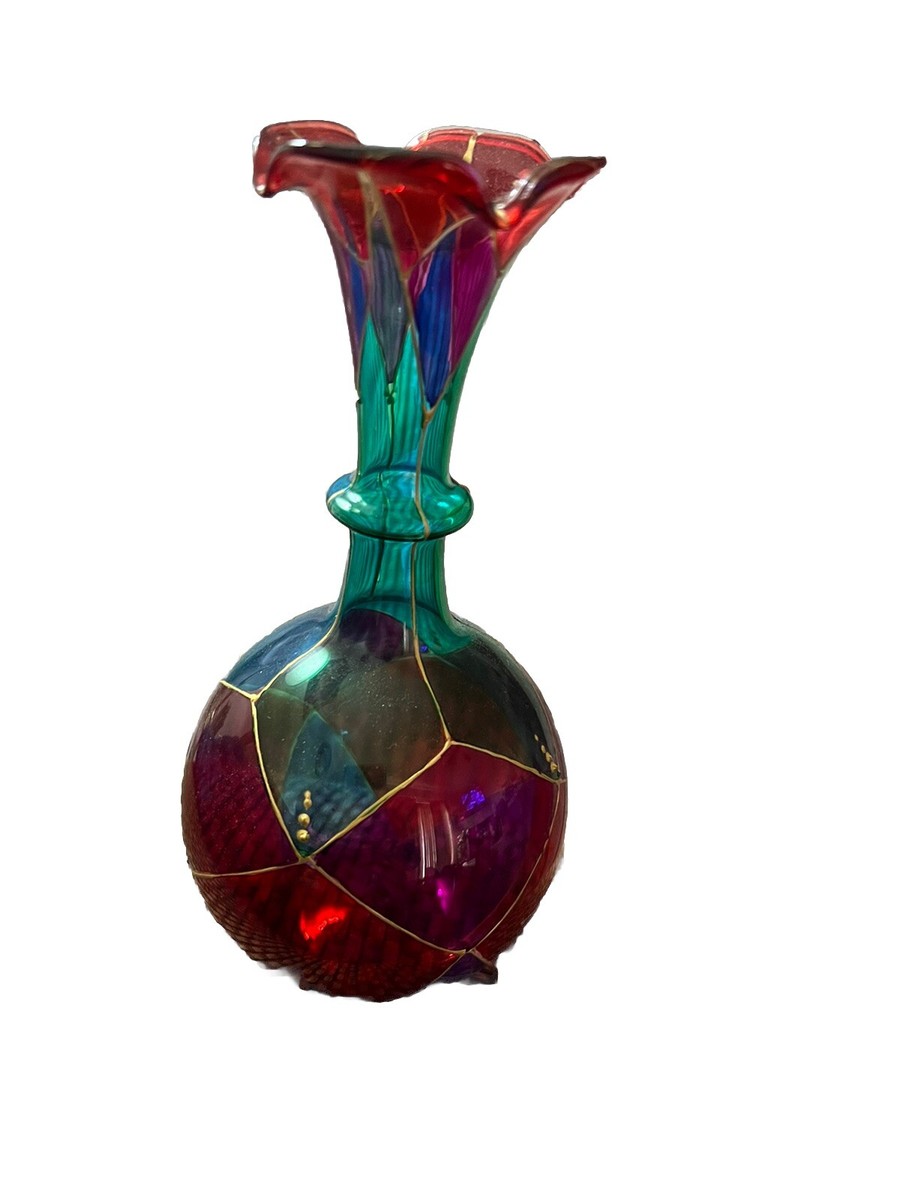Multi Color Art Glass Vase Soffieria Parise Art Glass. Made In