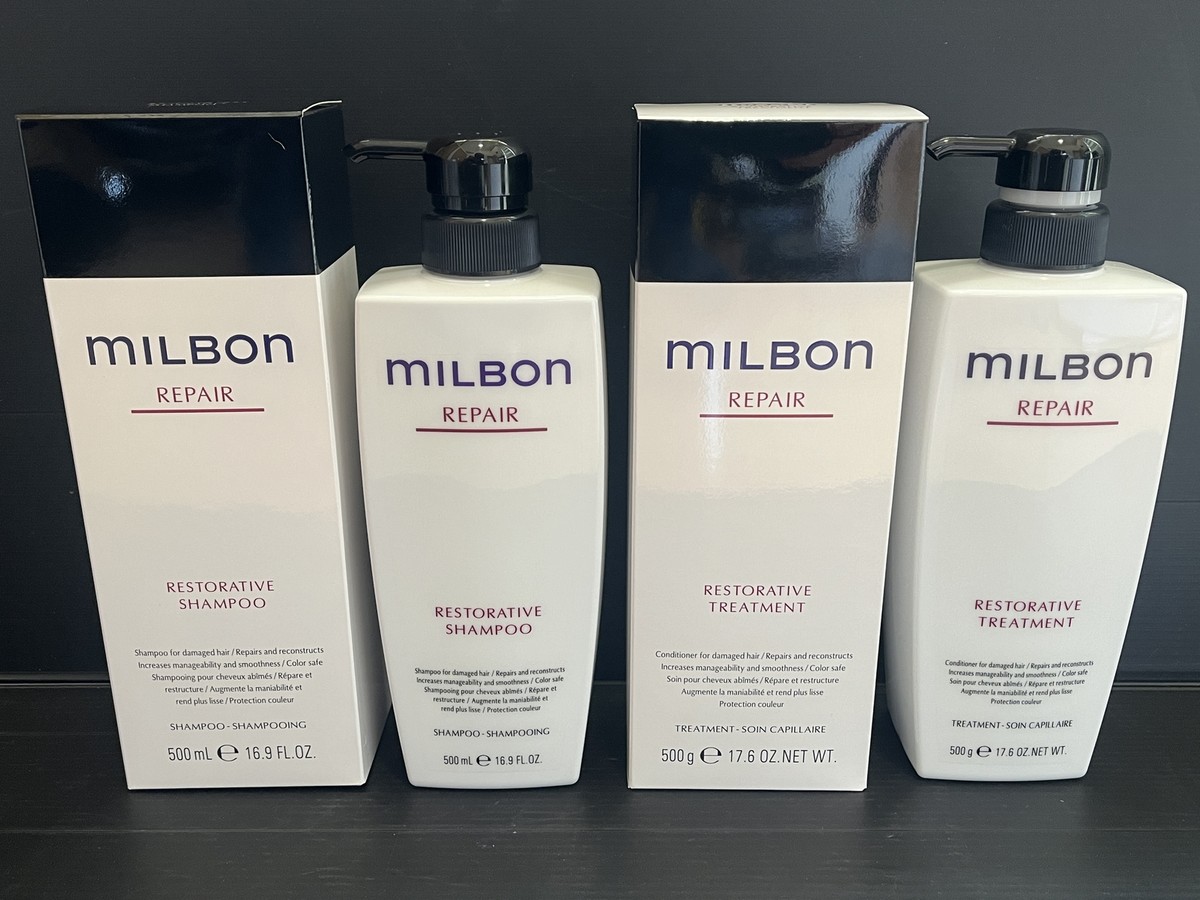 Milbon Repair Restorative Shampoo 500mL & Treatment 500mL 17.6 OZ