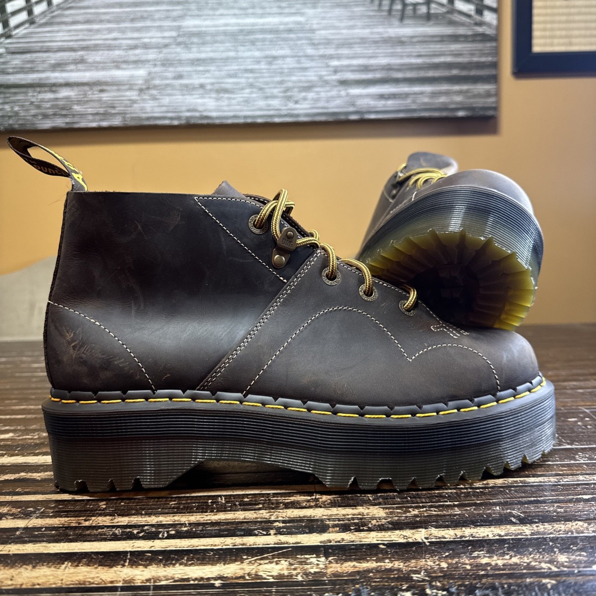 Dr Martens Church Quad Monkey Boots (12 Mens NEW Leather Platform