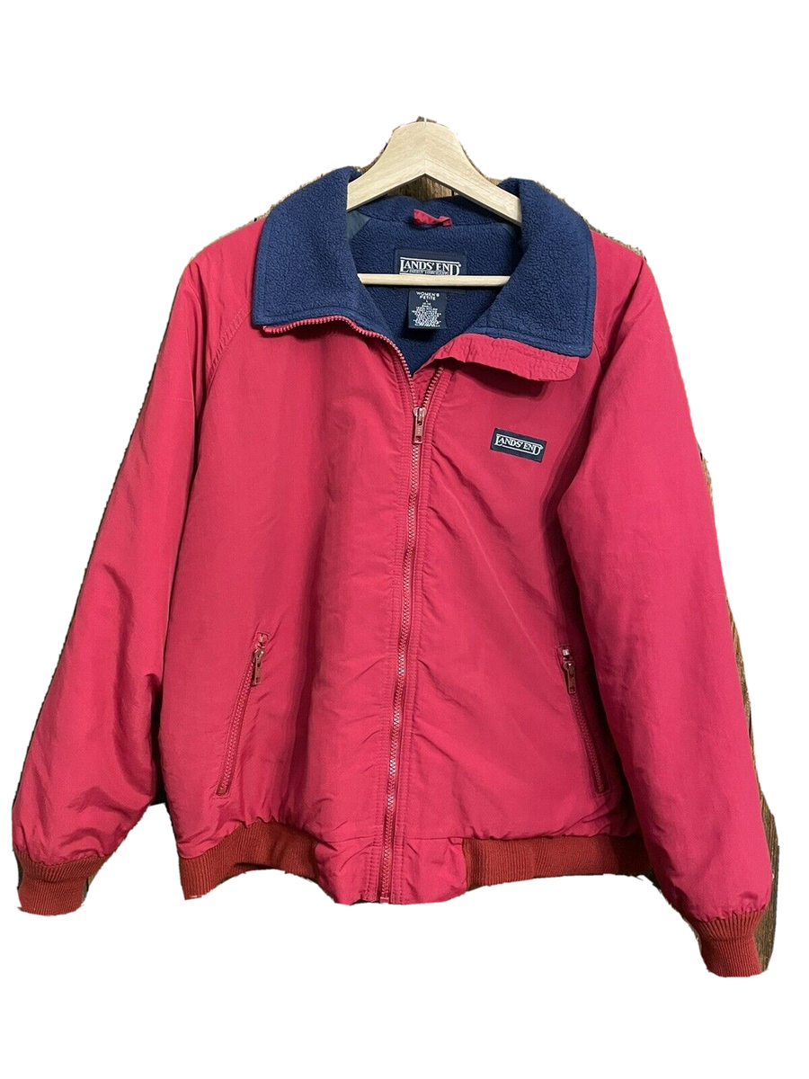Lands End Vintage Squall Jacket Red with Blue Fleece full Zip