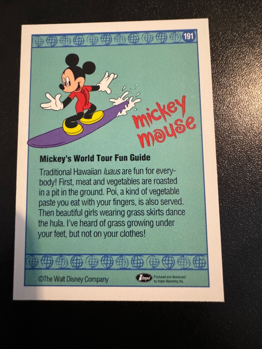 Disney Card 1991 Impel World Tour #191 Minnie & Daisy, Mickey