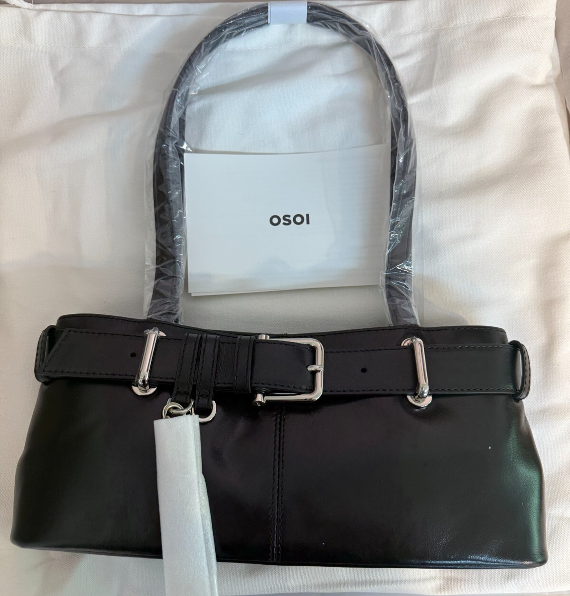 OSOI SHOULDER BROCLE MINI [STONE BLACK] | Trendy Leather Shoulder
