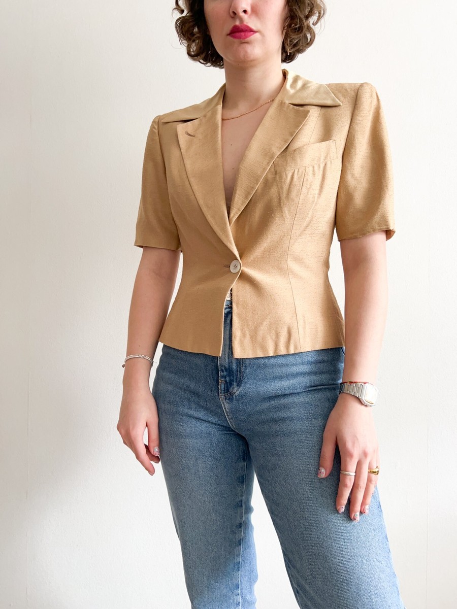 Vintage Christian Dior Coordonnees Women's Cropped Jacket Gold