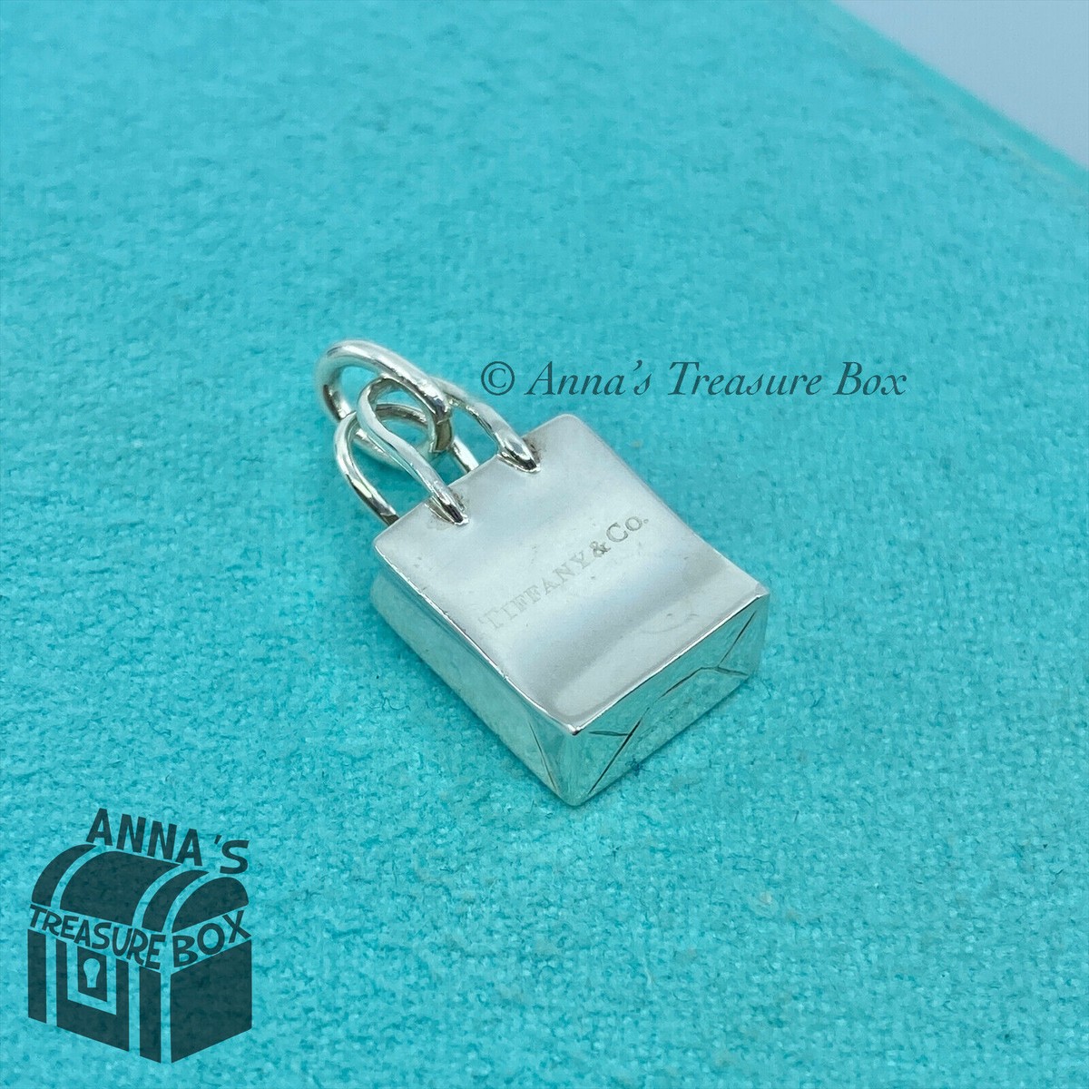 Tiffany & Co. 925 Silver Shopping Bag Charm Pendant (box + pouch