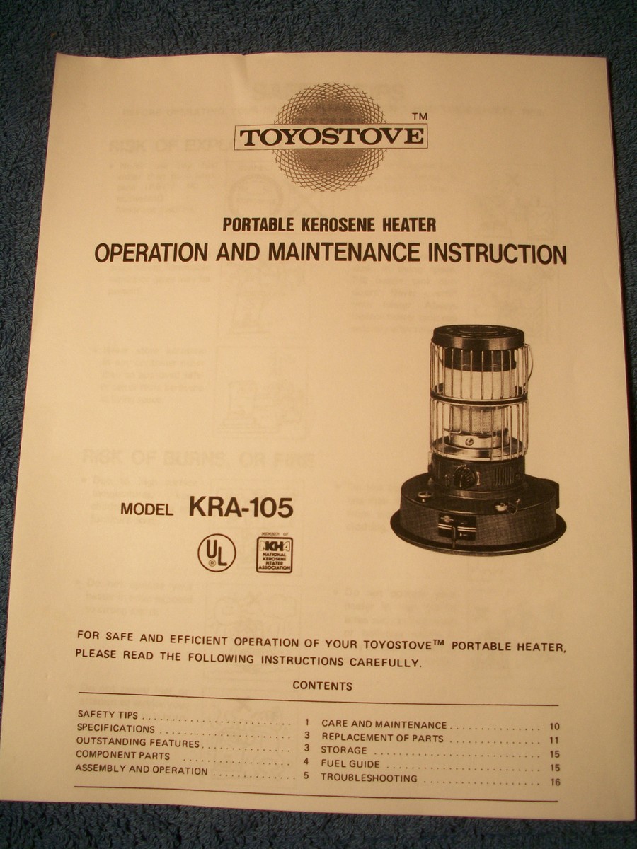 KERO-SUN -TOYOSTOVE KRA 105 Owners/Parts Manual ***FREE SHIPPING