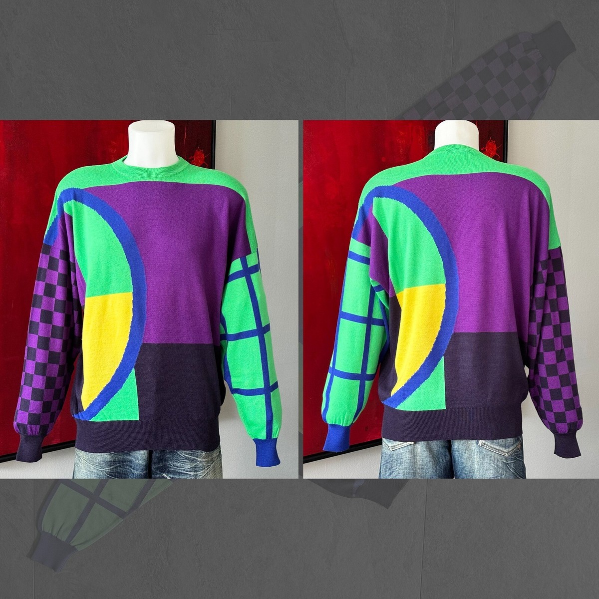 1990s GIANNI VERSACE wool sweater Geometric pattern size IT 50