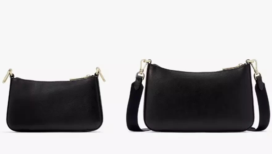 Kate Spade Duet Black Saffiano Leather Crossbody Bag KH757 Purse