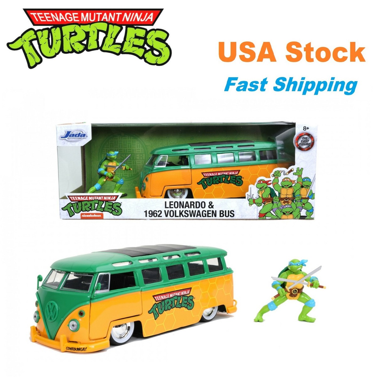 1962 Volkswagen Bus w Leonardo Teenage Mutant Ninja Turtles Jada