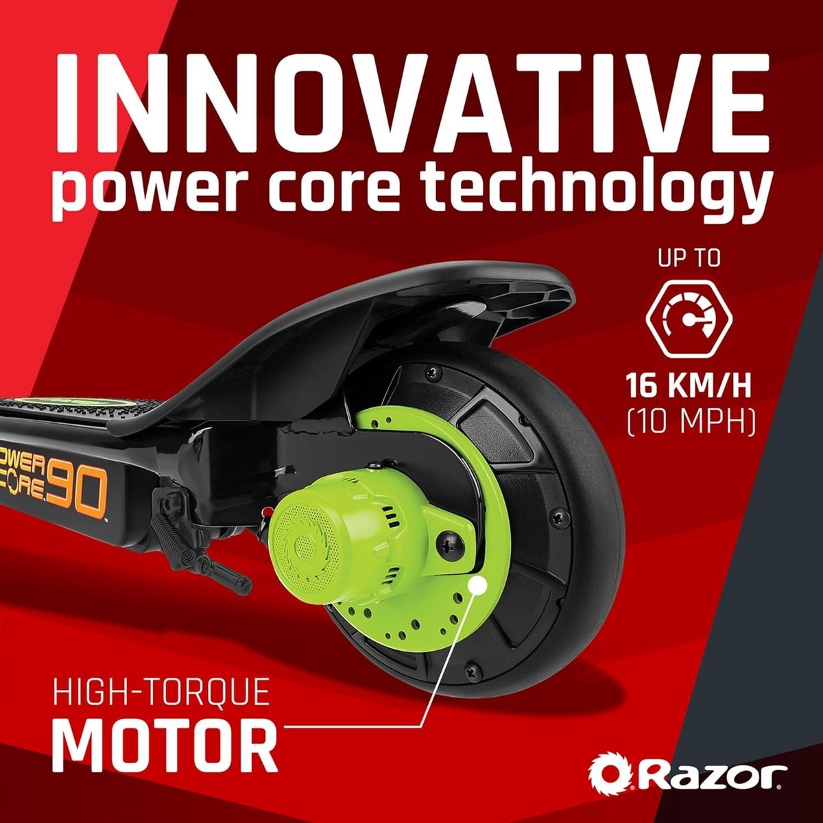 Razor Power Core E90 Electric Scooter - Green - Kids Electric