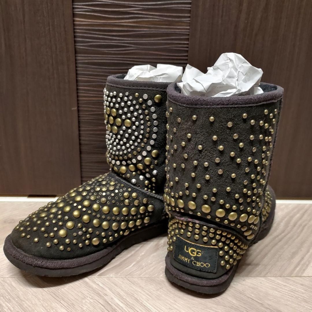 Jimmy Choo x Uggs Collaboration Brown Studded Suede Mandah Boots