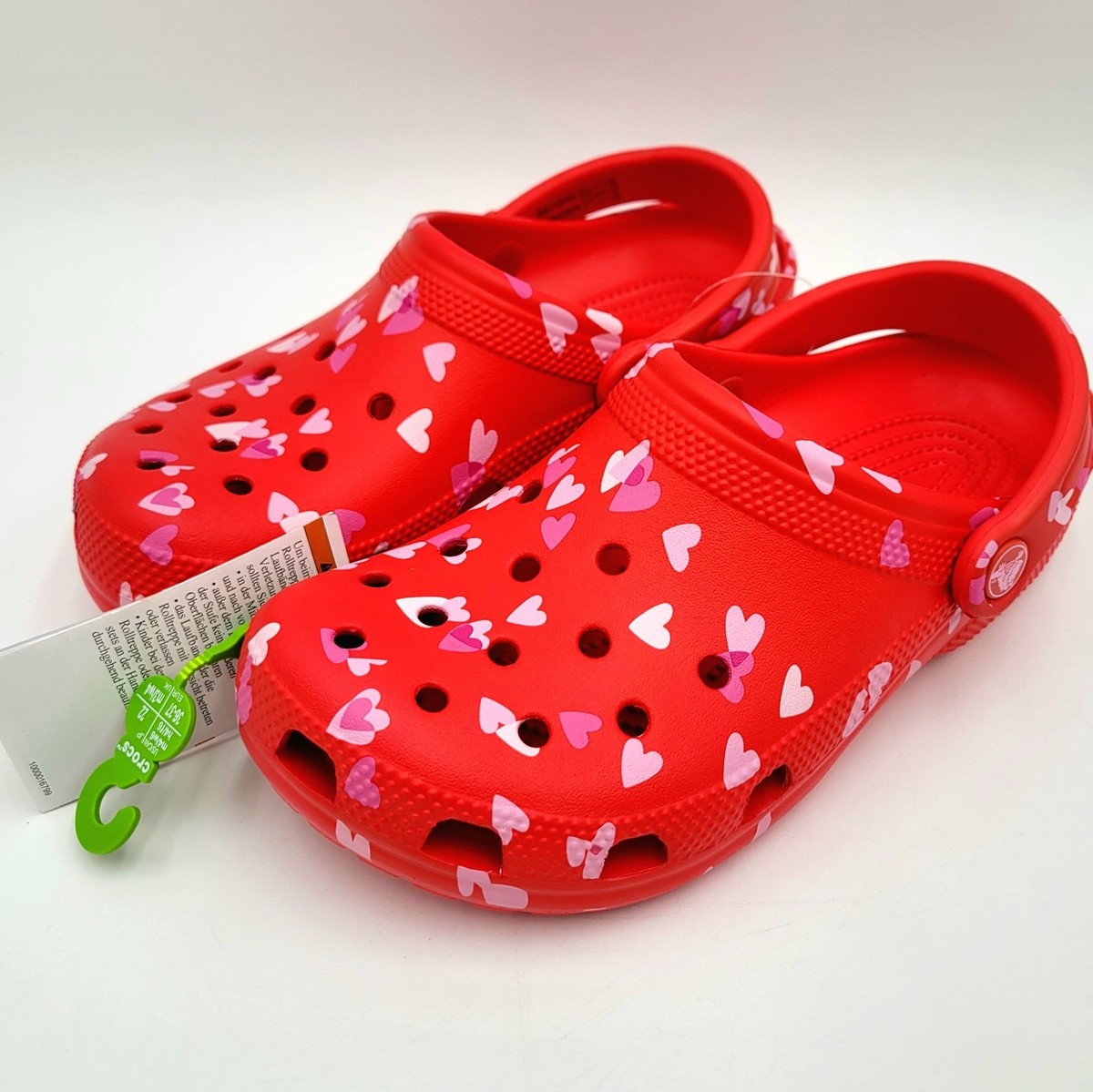Crocs Valentines Day Classic Clog Women's Size 6 Red Hearts Cupid