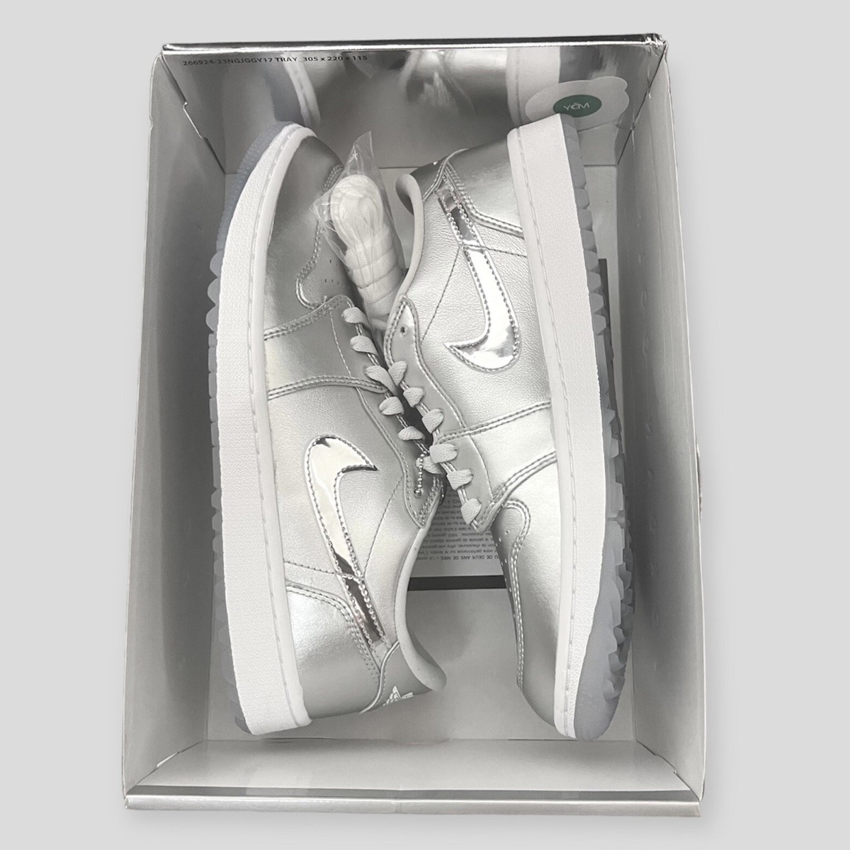 Brand New Nike Air Jordan 1 Low G Golf Metallic Silver Size 9.5