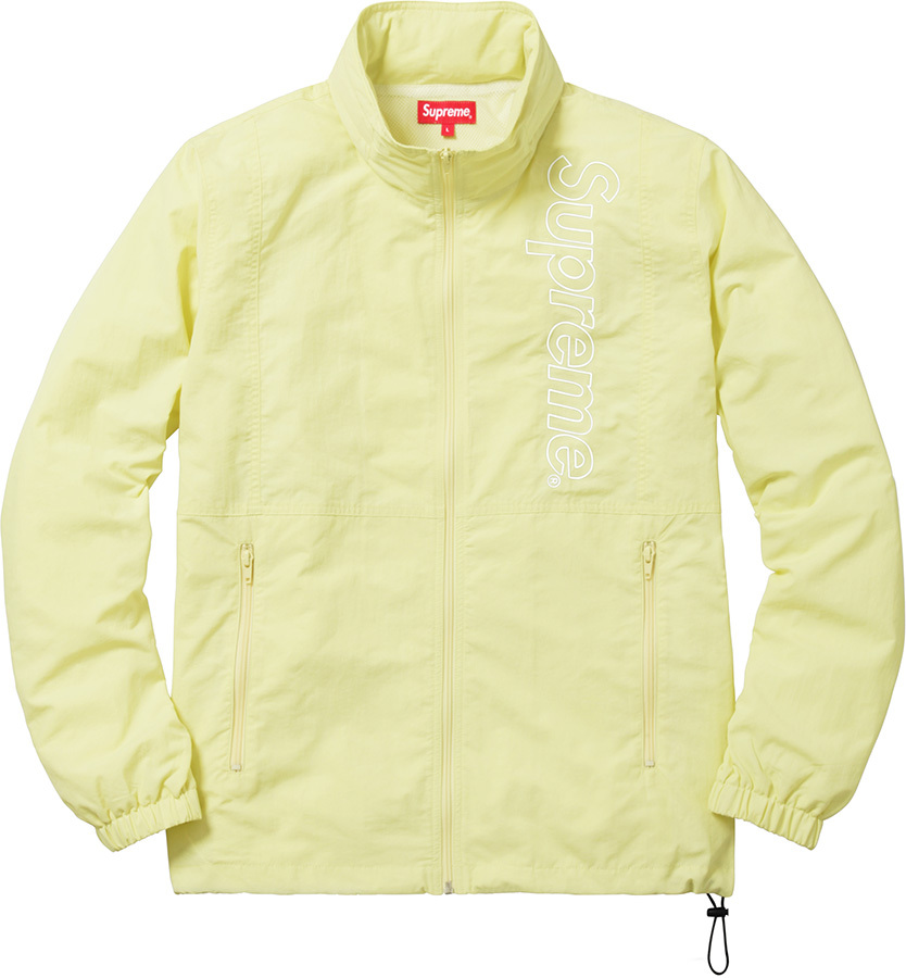 Supreme Nylon Windbreaker Pale Yellow packable hood Box Logo full