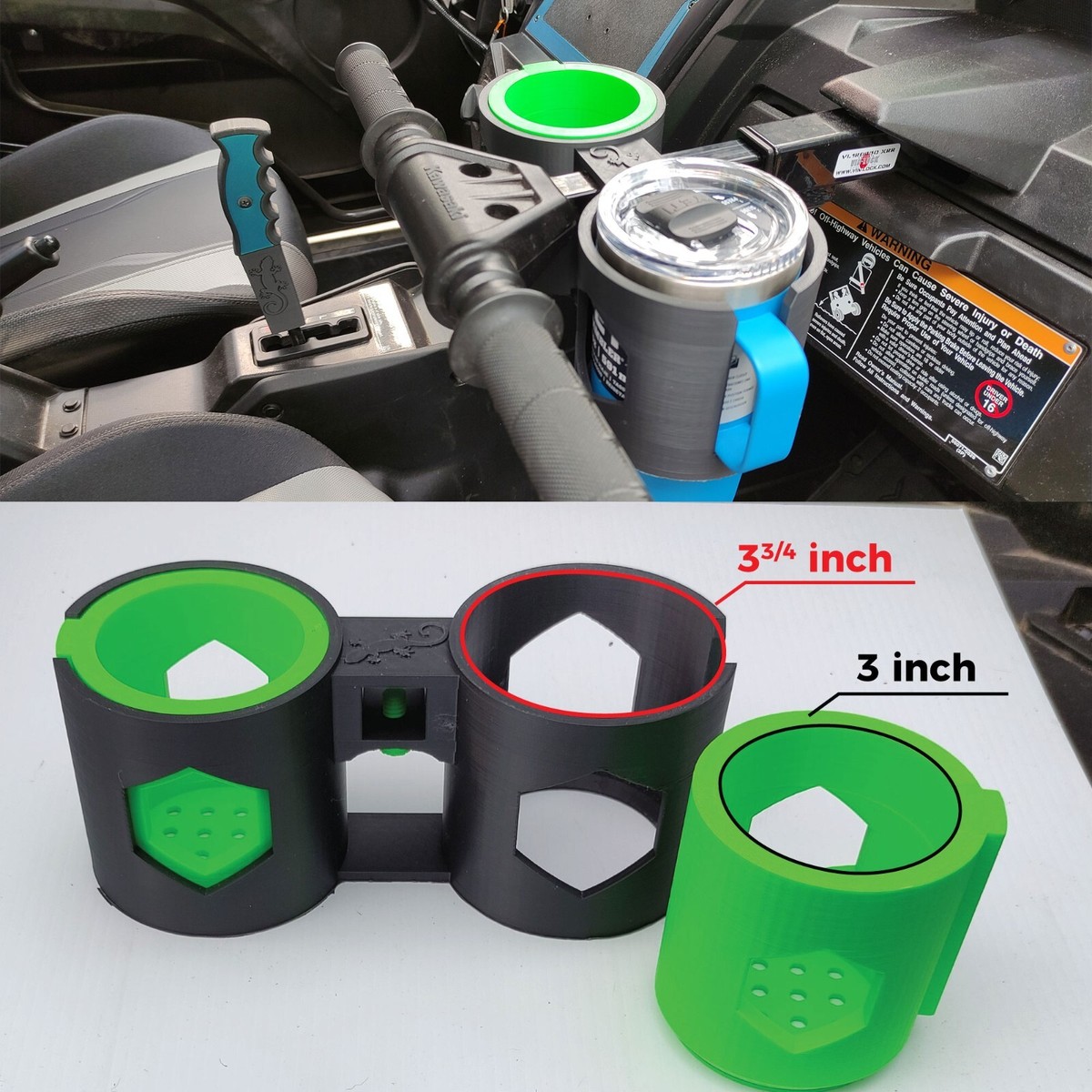 Kawasaki KRX 1000 YETI STANLEY 20oz Cup Holder with pos lock and 3