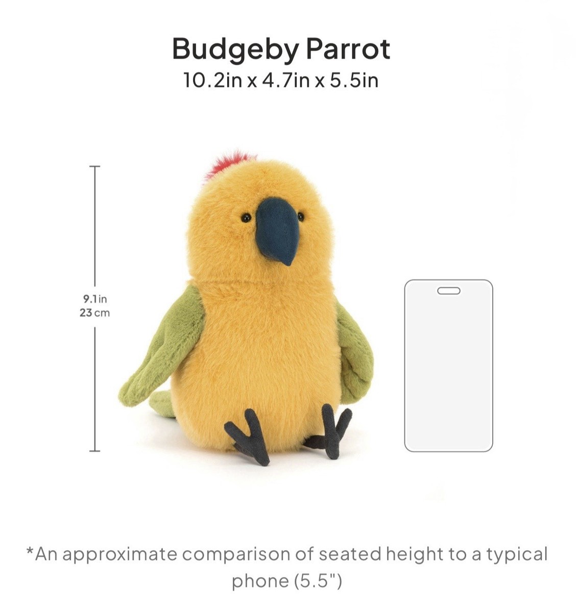 Genuine Budgeby Parrot Jellycat Comes With All Tags And Dust Bag