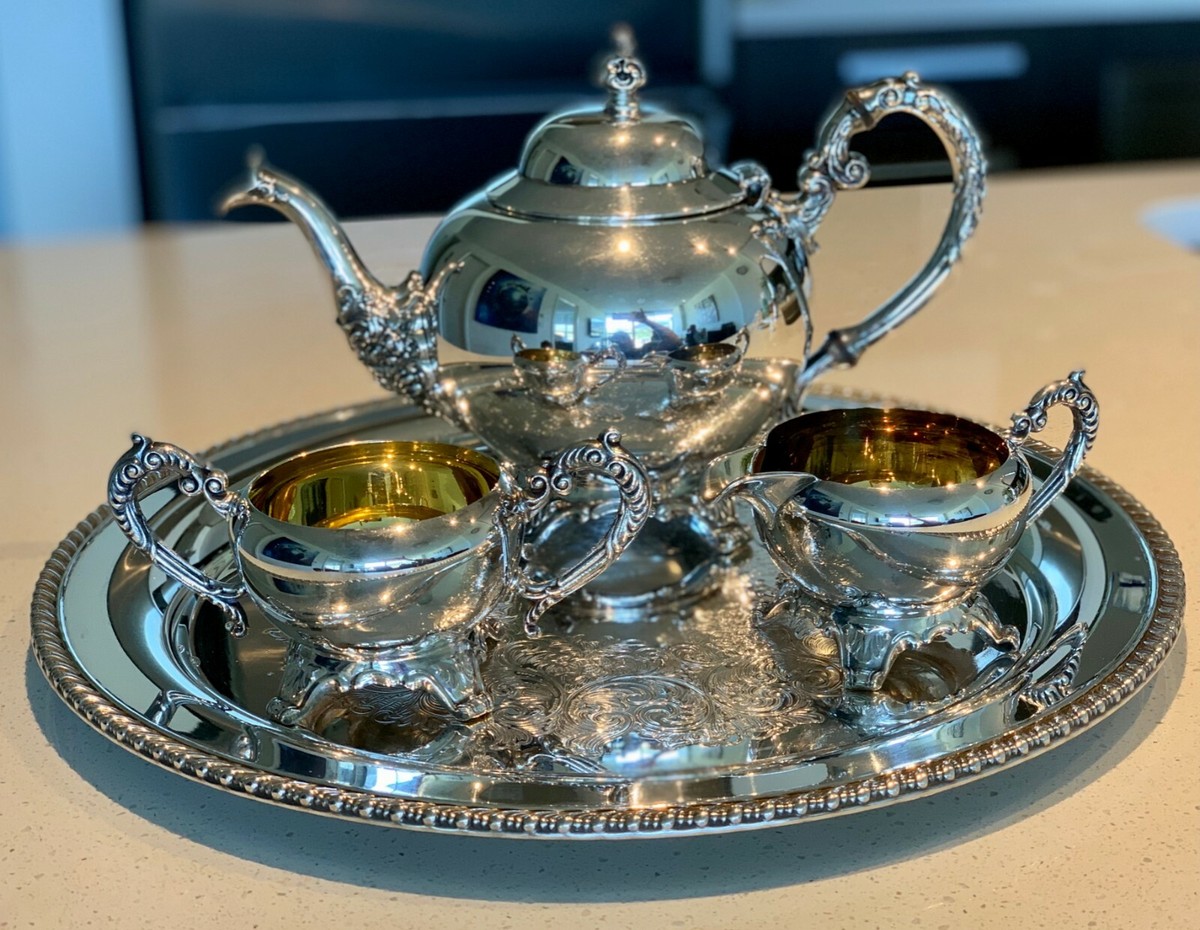 Three Piece Tea Set with Tray by WM.A.Rogers -Silverplated-Made in