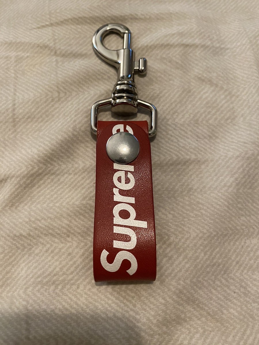 Supreme supreme leather key loop red Logo Red Leather Key loop FW21