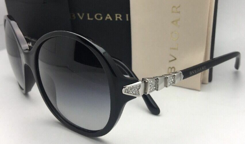New BVLGARI Sunglasses 8140-B 501/8G 56-18 Black Frame w/ Crystals