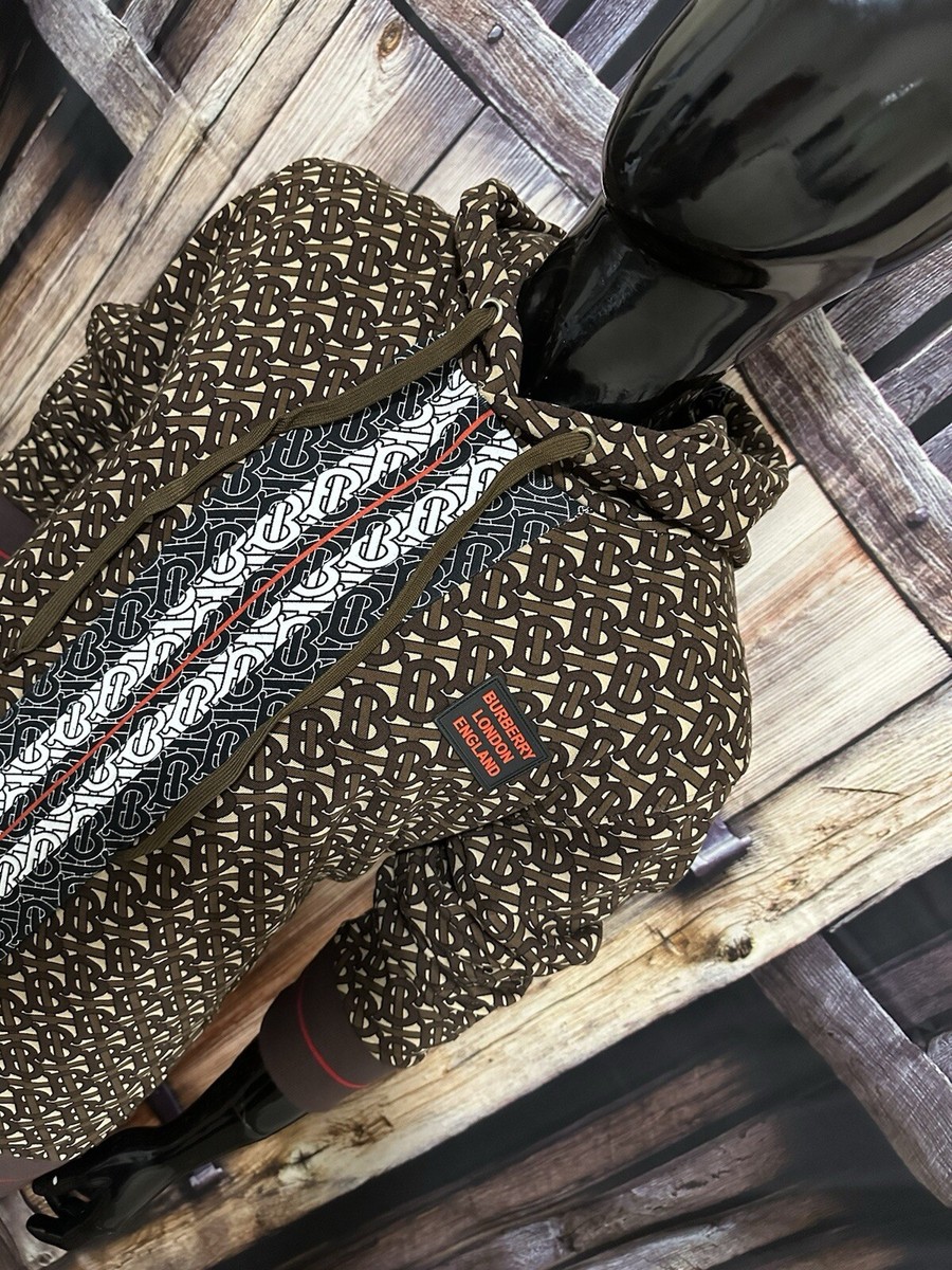 Burberry London Brown TB Monogram Hooded Full Zip Sweatshirt Large