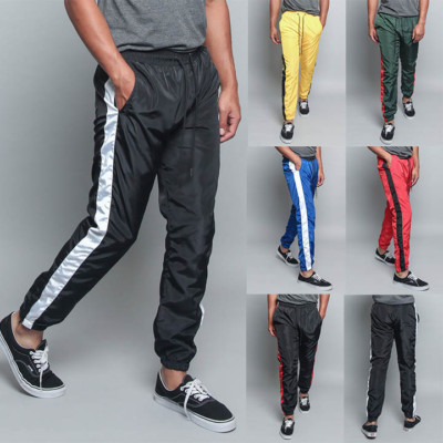 Men's Striped Drawstring Sports Workout Windbreaker Track Pants S