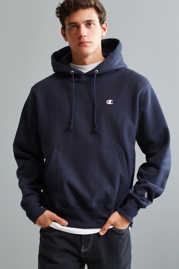 CHAMPION x UO NAVY REVERSE WEAVE C LOGO HOODIE SWEATSHIRT SZ S