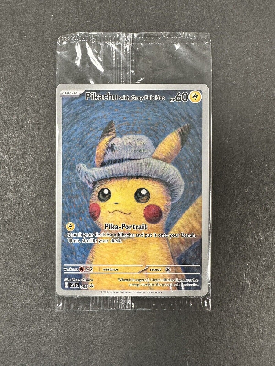 Pokemon Pikachu With Grey Felt Hat Van Gogh Full Art Promo SVP