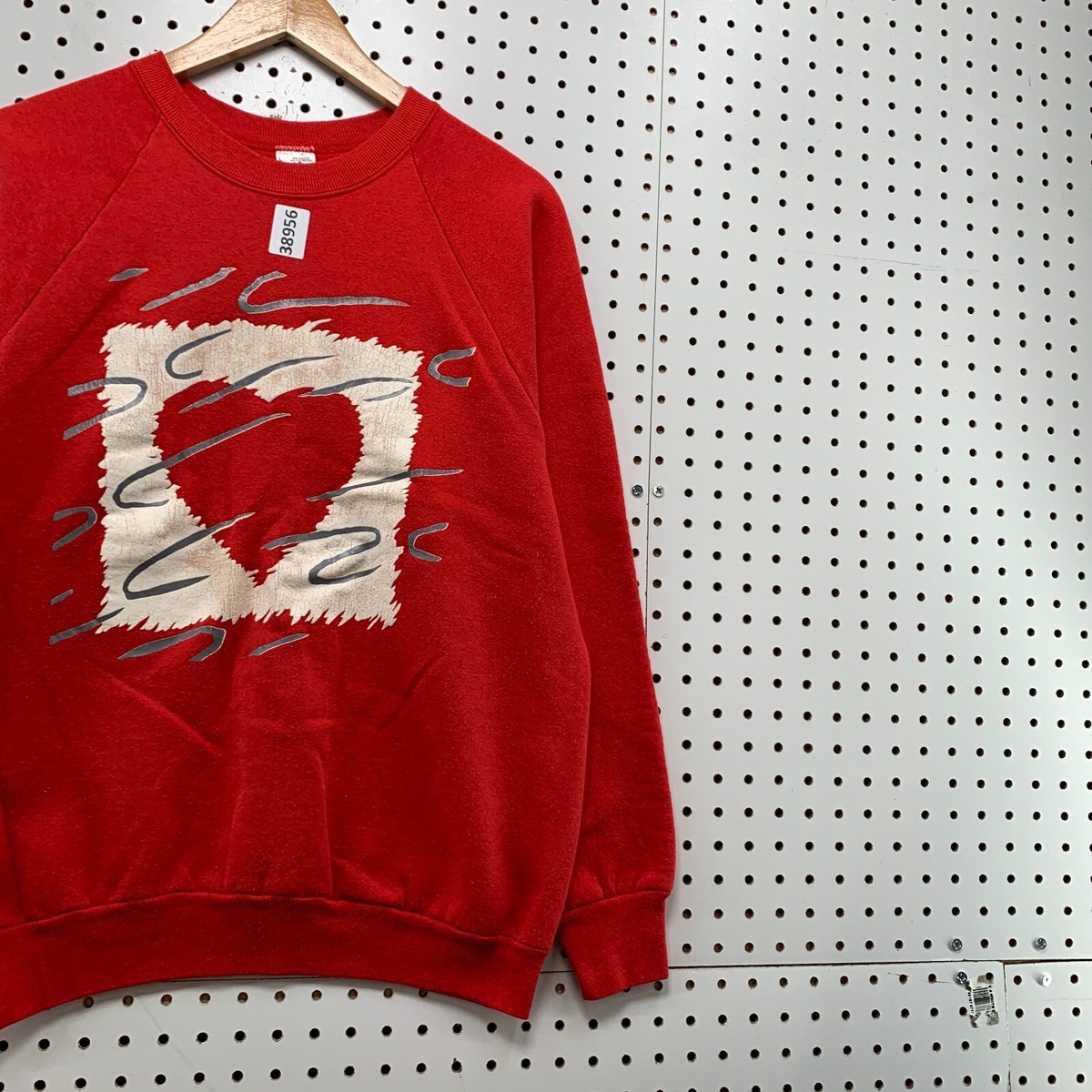 Vintage 90s Valentines Heart Crewneck Sweatshirt Mens Large Red