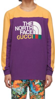 Authentic Men's The North Face X Gucci Purple Cotton Jersey Logo T