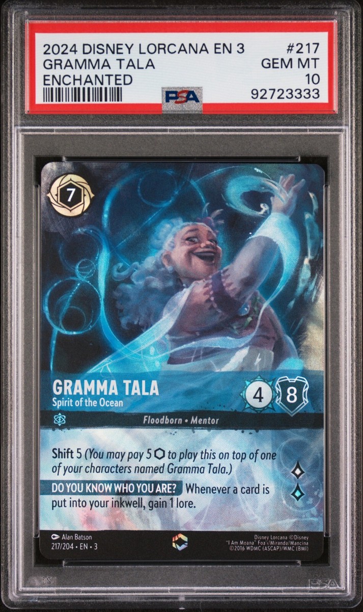 Disney Lorcana Gramma Tala 217/204 PSA 10 GEM MINT Enchanted EN 3