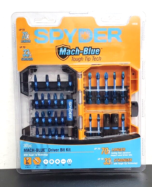 Spyder Mach-Blue 30-Piece 1/4-in x Set Impact Driver Bit Set