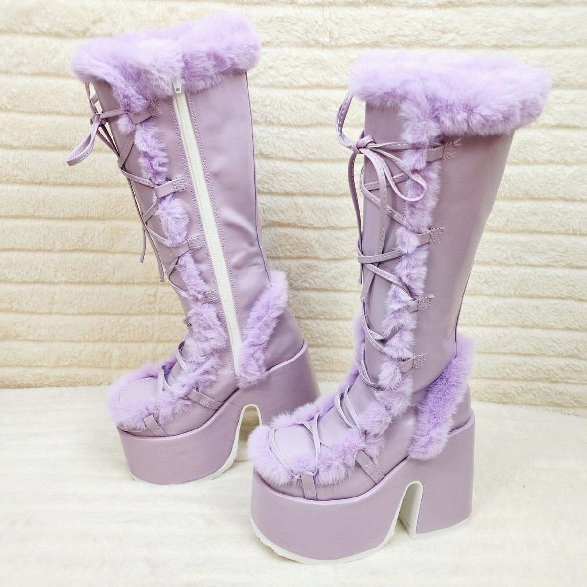 DEMONIA Camel 311 Stacked Pastel Purple Lilac Platform Goth Punk