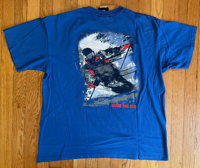 Vtg 90s Marlboro Adventure Ski Make The Run Single Stitch T-Shirt