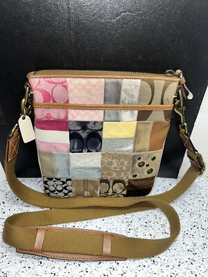 Coach Patchwork Gallery Gold Signature Swingpack Crossbody Bag Zip