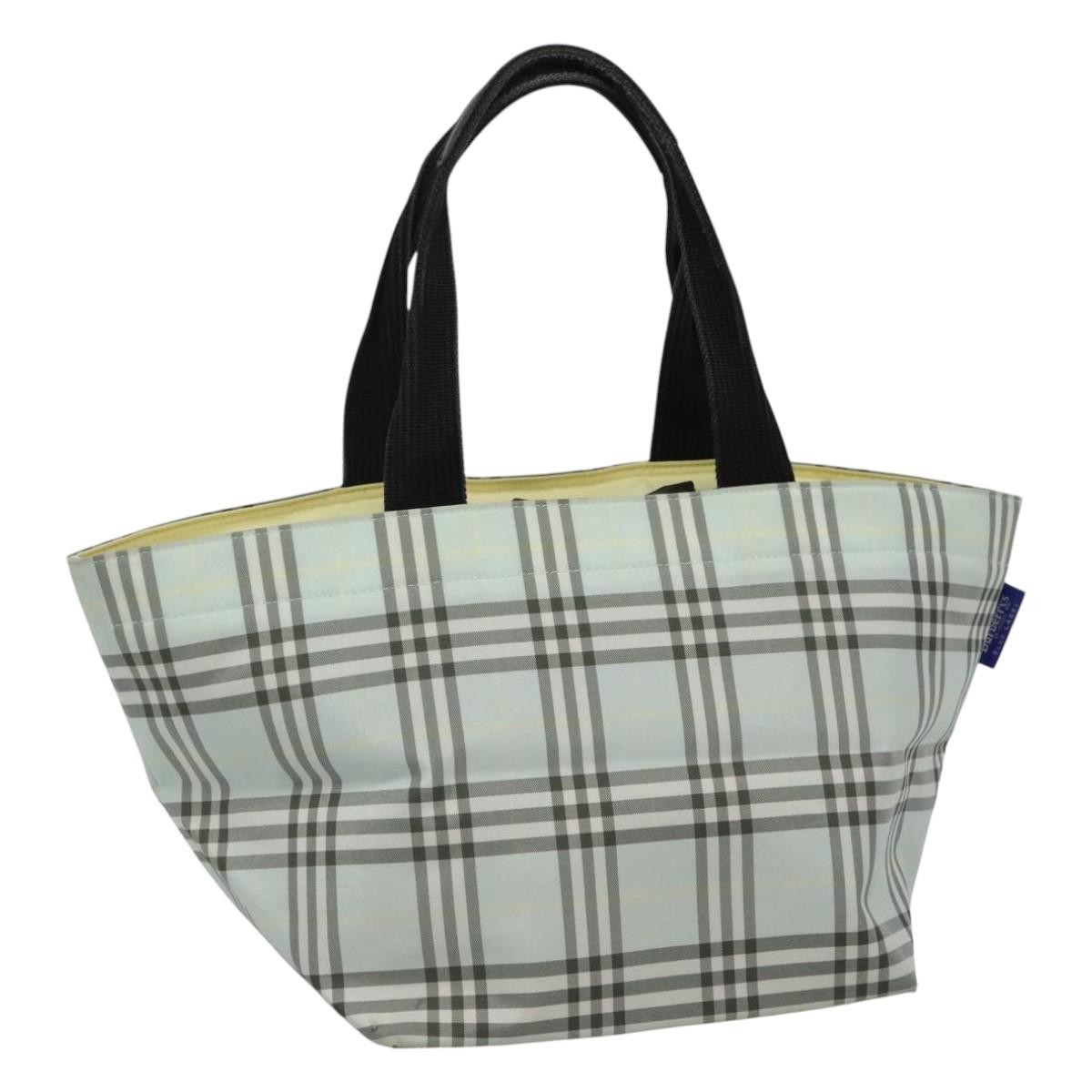 Burberrys Blue Label Nova Check Tote Bag Nylon Light Blue Auth