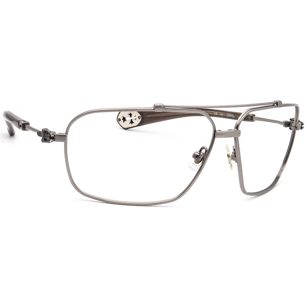 Chrome Hearts Sunglasses Frame Only Oral Antique Silver Pilot