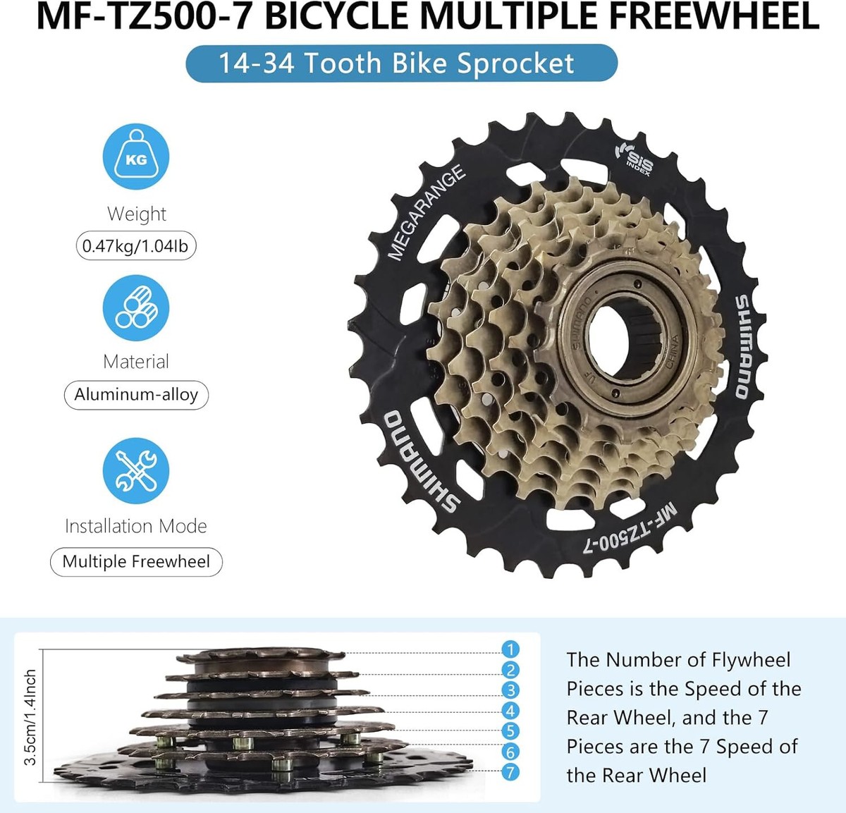 Shimano TZ500 7-Speed 14-34t Freewheel for sale online | eBay