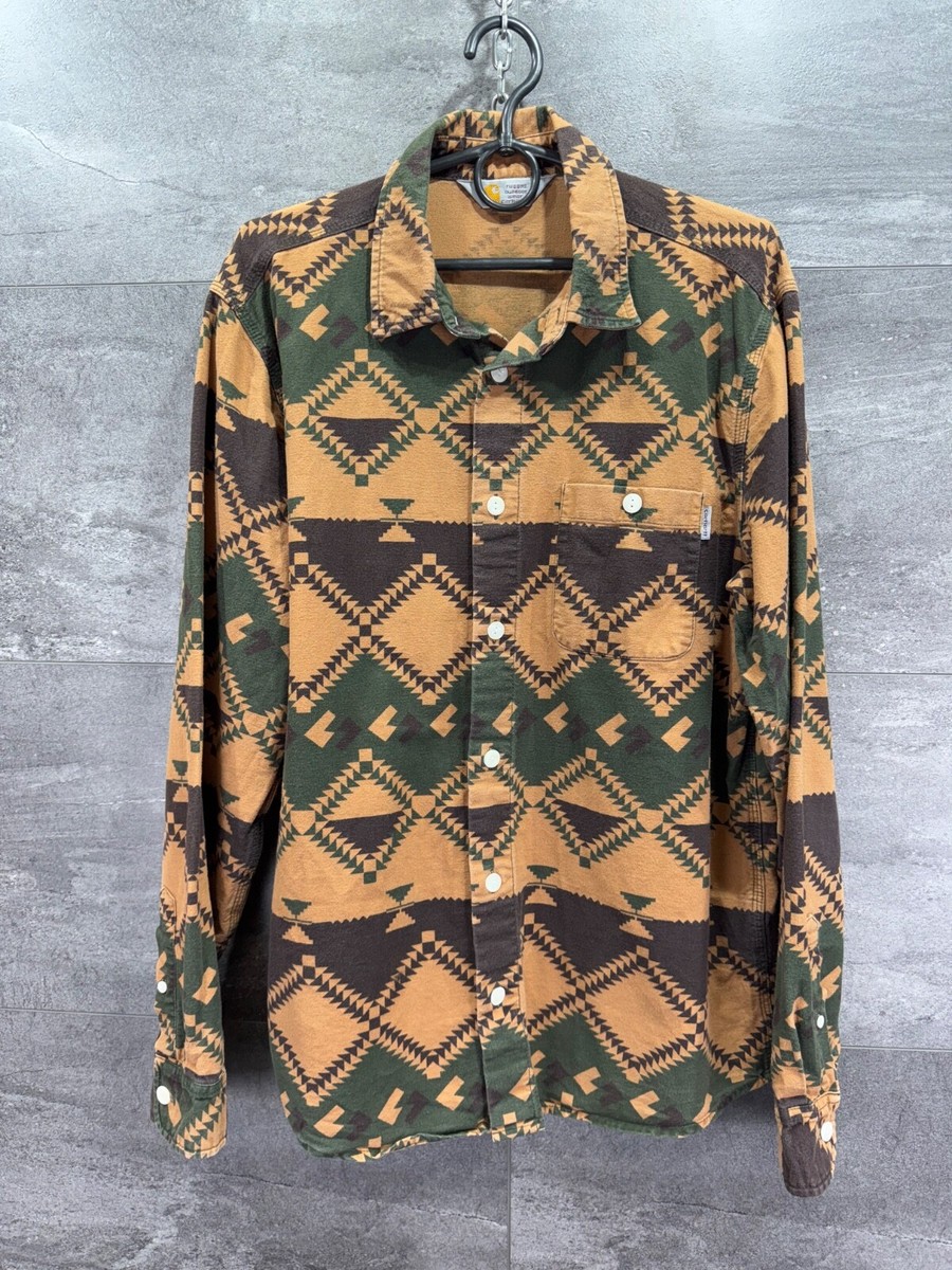 CARHARTT Native Retro Print Stone Cotton Regular Fit Long Sleeve