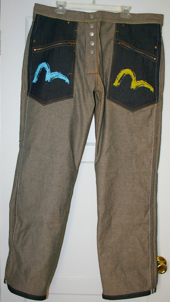 NEW EVISU Men's Reversible Button Snap Hip Hop Rap Retro Denim