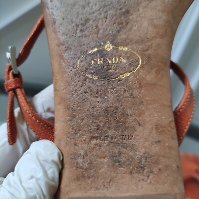 Prada Orange Thong Sandals Square Toe Leather Women's 39 | eBay