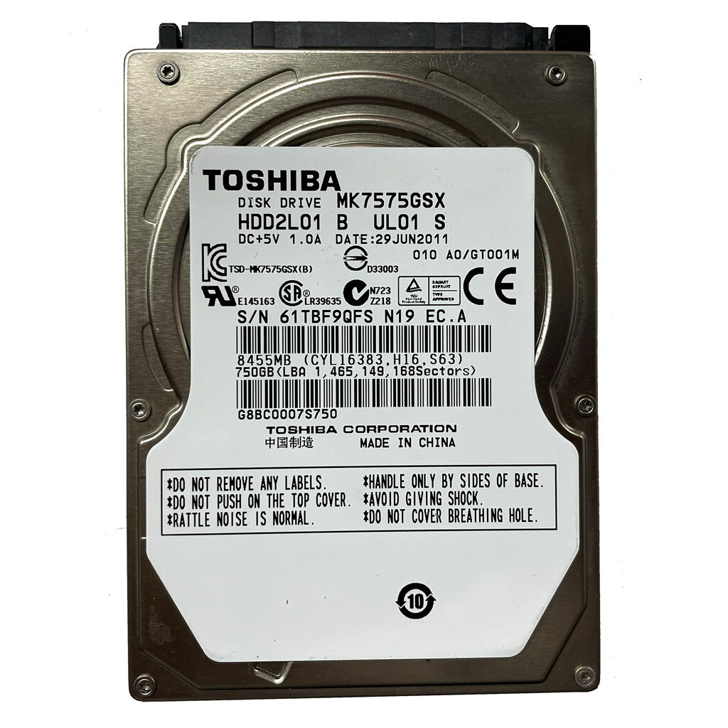 Toshiba 750GB MK7575GSX 5400RPM SATA 2.5