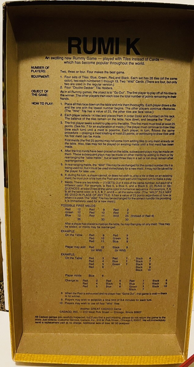 Rumi-K 1977 Vintage Board/Tile Game COMPLETE- Rummy Game Cadaco | eBay