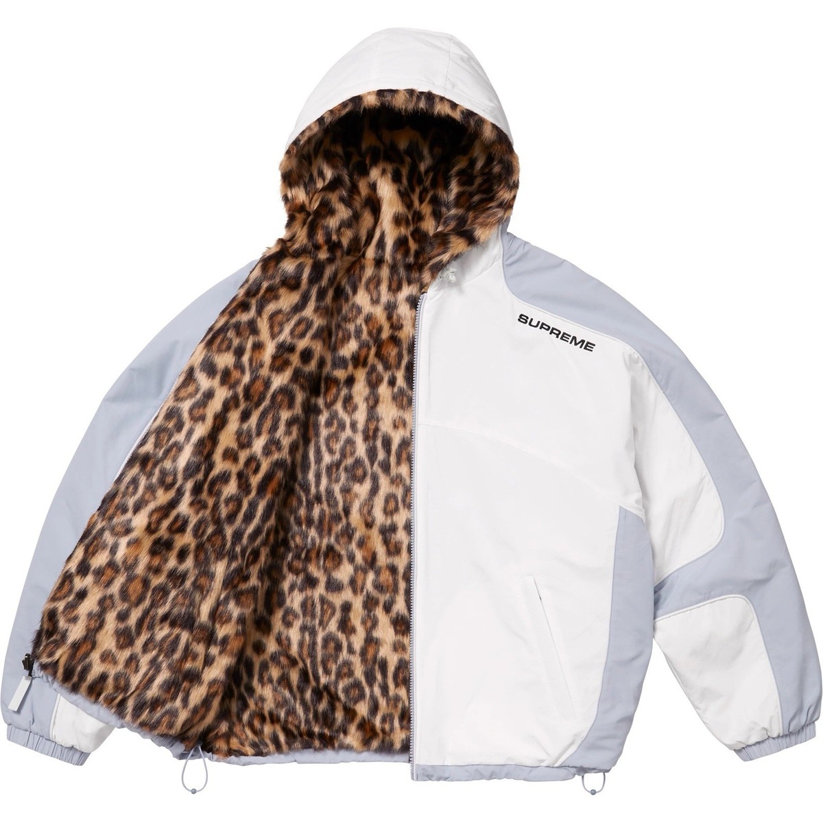 SUPREME FAUX FUR REVERSIBLE HOODED TRACK JACKET SS25 WHITE Size